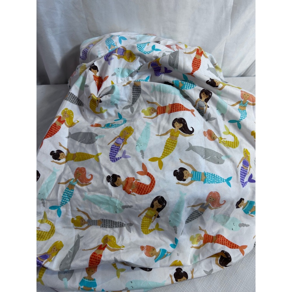 Twin Fitted Crib Sheet Standard White Mermaid Narwhal Ocean Kids Bedding